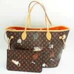 ルイヴィトン（LOUIS VUITTON）モノグラムキャンパス　ネヴァーフルMM　M44441　レディース　マロン　キャットグラム　アニマル　トートバッグ（中古・美品）